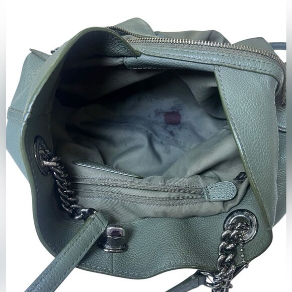Coach Edie 31 Shoulder Bag Green Pebbled Leather Chain Strap Tote 36855 - Picture 13 of 16